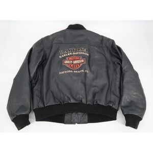 Harley‎ Davidson Daytona Beach Florida Leather Motorcycle Bomber Jacket Large